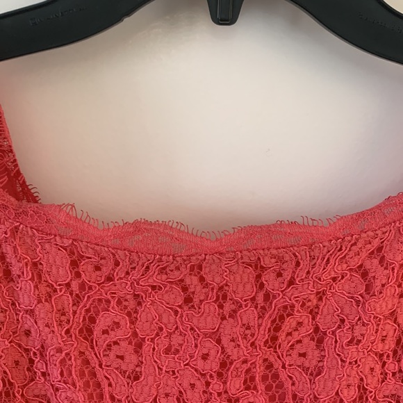 Adrianna Papell coral pink cocktail lace mini dress - Picture 5 of 5